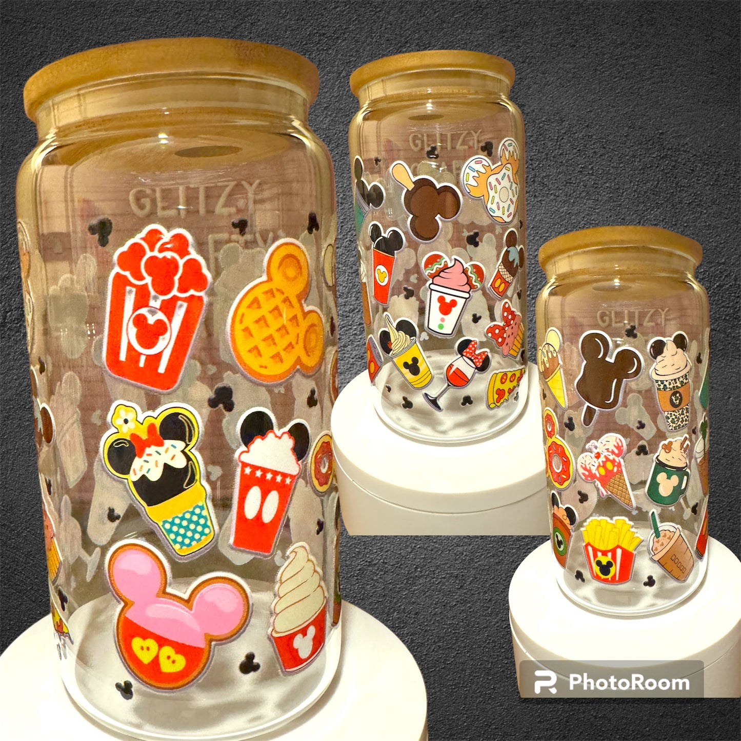 16oz Mickey Ears glass cup