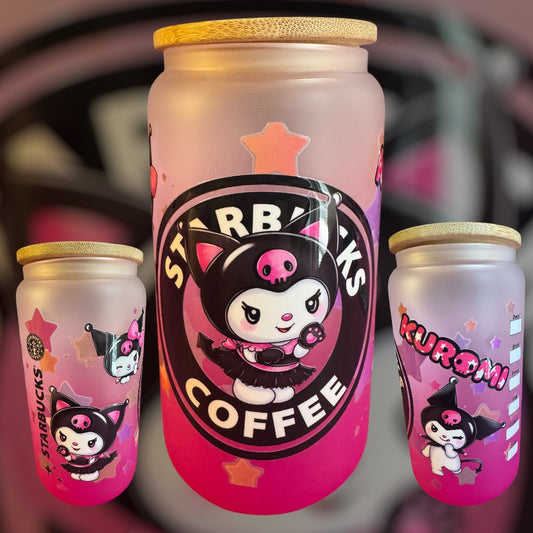 16oz Kuromi glass cup