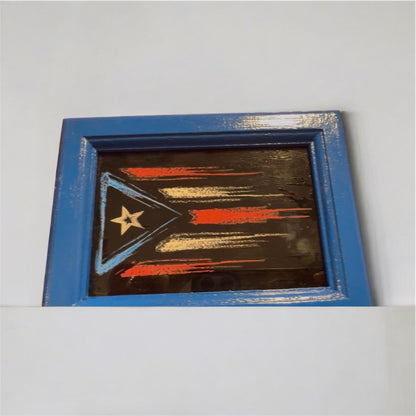 Handcrafted PR Flag design Dominoes with Wooden Storage Box
