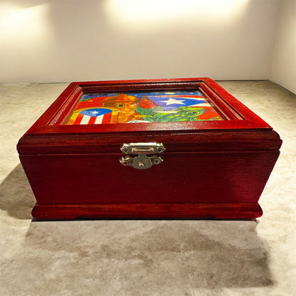 Handcrafted Puerto Rico/Coqui design Dominoes with Wooden Storage