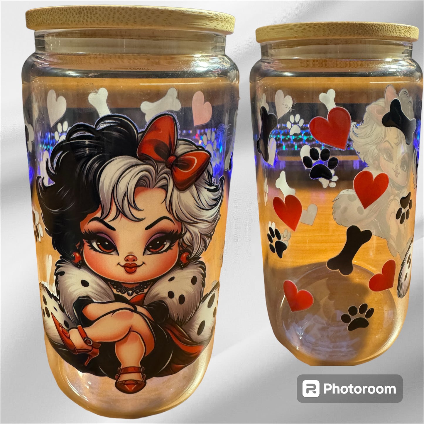 16oz Cruella de Vil glass cup