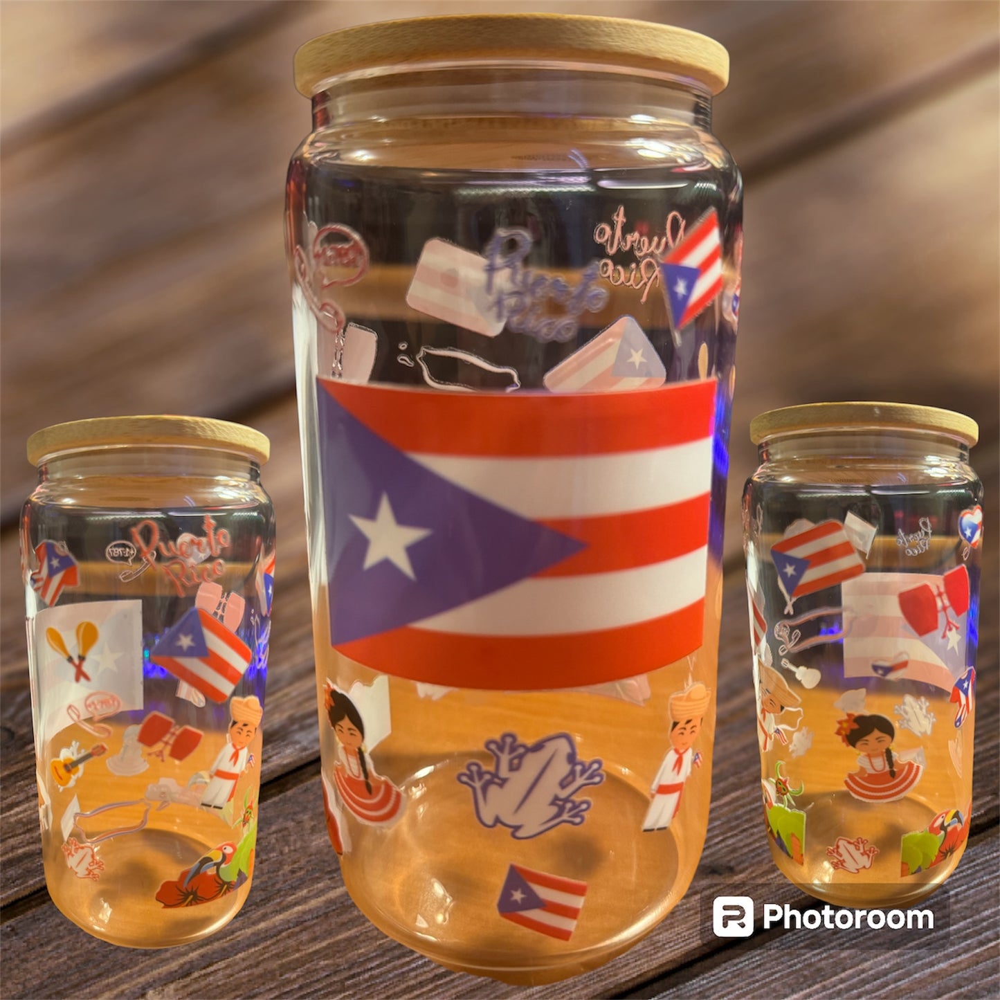 16oz PR FLAG GLASS CUP